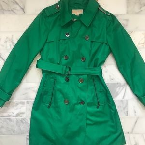 Michael Kors Green Belted Rain Jacket-Medium
